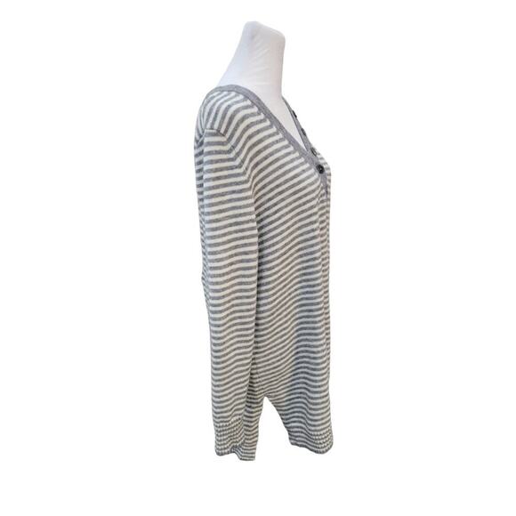 Anthropologie Serena‎ Sweater Size Medium Grey Striped Oversized Soft Pullover - Picture 9 of 15